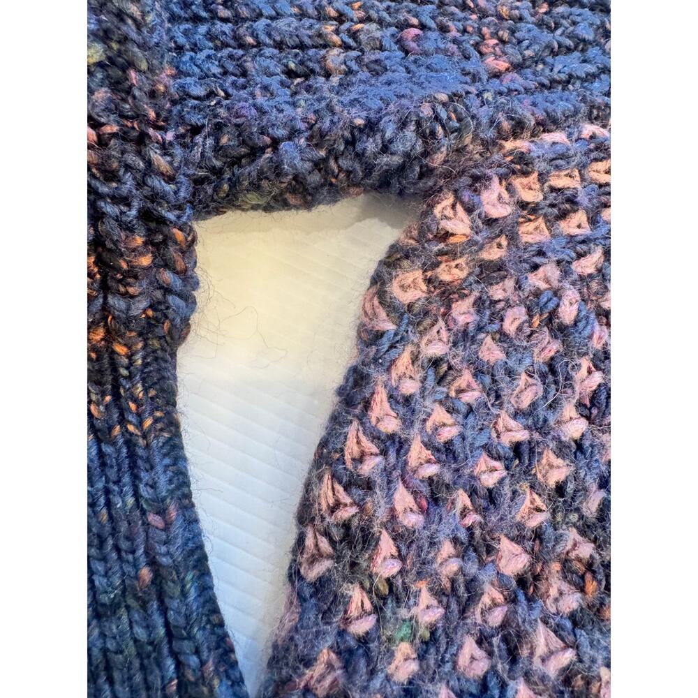 Moth Anthropologie Cropped Waffle Knit Sweater Wool Mohair Mauve Navy XXS - Picture 5 of 16